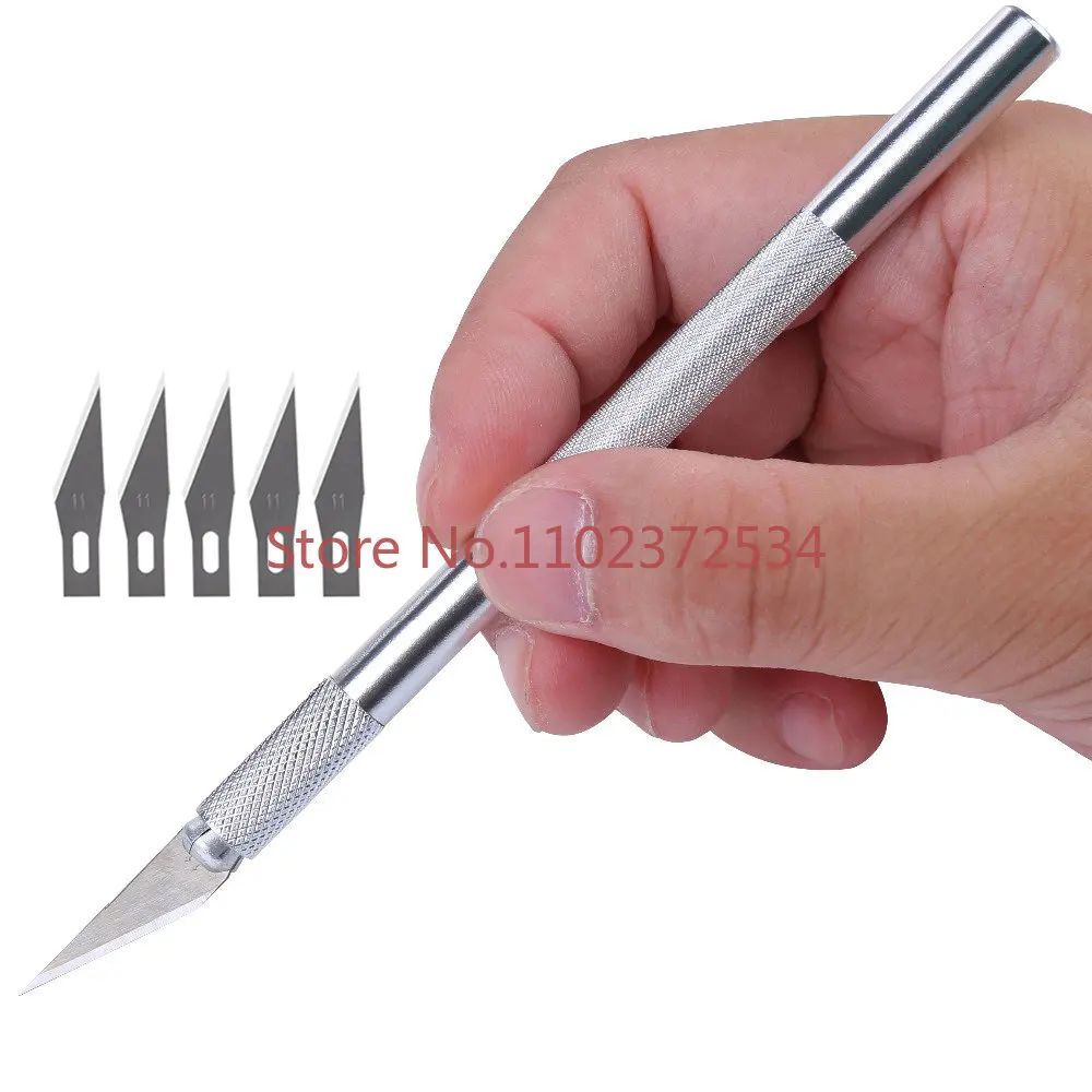 

China Factory Custom Amazon Hot Sell Aluminum Engraving DIY Art Craft Hobby Exacto Cutter Carving Knife Set Six Kinds of Blades