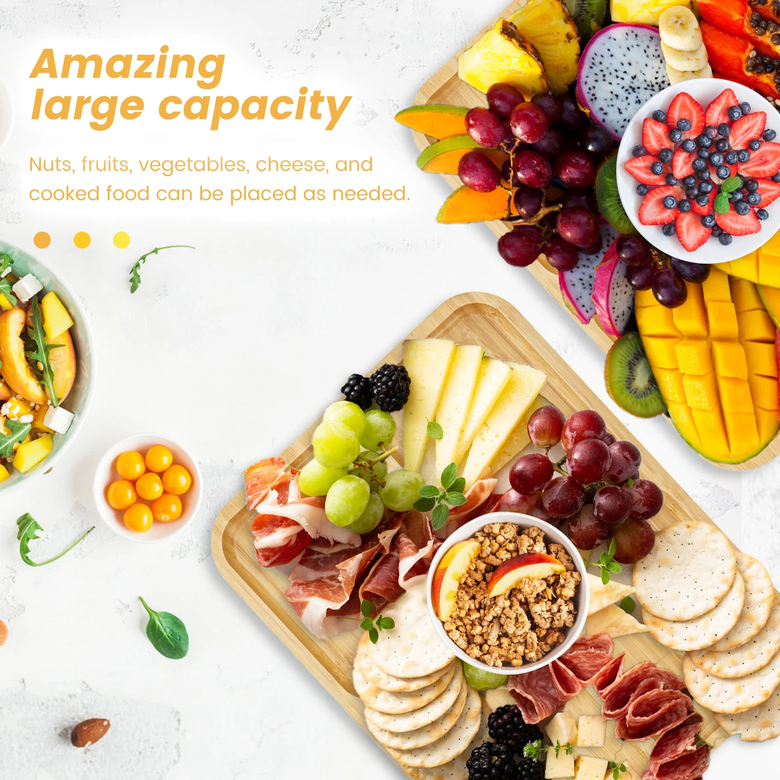 Bamboo Serving Tray with Clear PET Lid – Food Safe Storage & Serving Solution 13 S5d791b1b91c249569c2c2e181ff5c7f1t