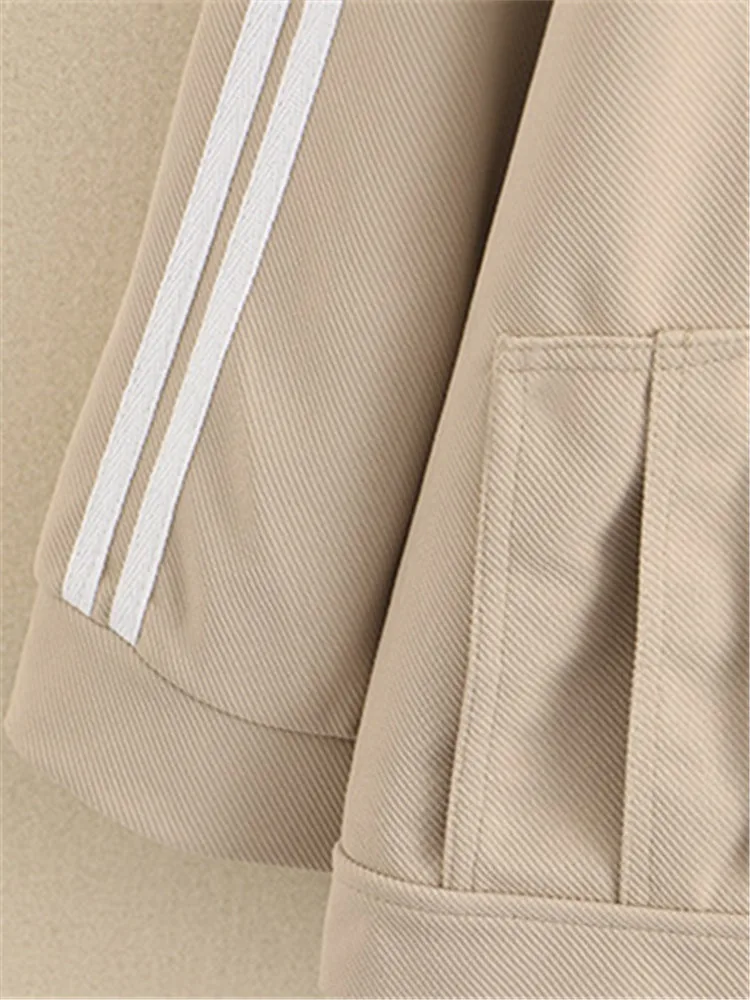 여성용 수트 칼라 라펠 캐주얼 재킷, 탄성 허리 사이드 화이트 스트립 스티치 캐주얼 수트 바지 조합, 플러스 사이즈