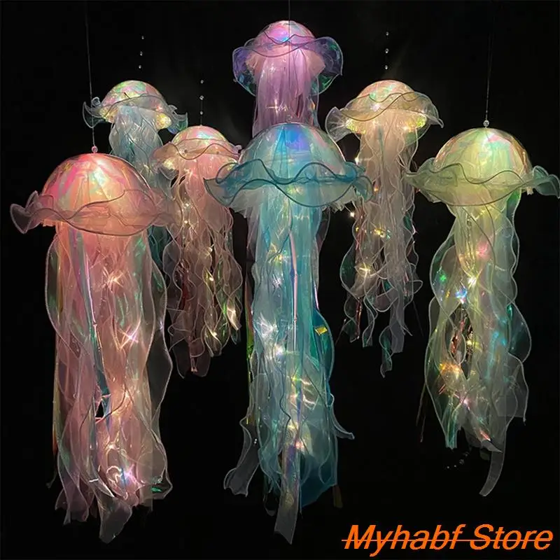 

Jellyfish Night Light Lanterns Hanging Mermaid Jellyfish Night Lamp for Wedding Birthday Party Glowing Atmosphere Decor Lamp