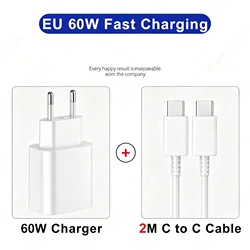 60W USB - C Super Fast Charger with Type C Cable - EU Plug 2M Cable