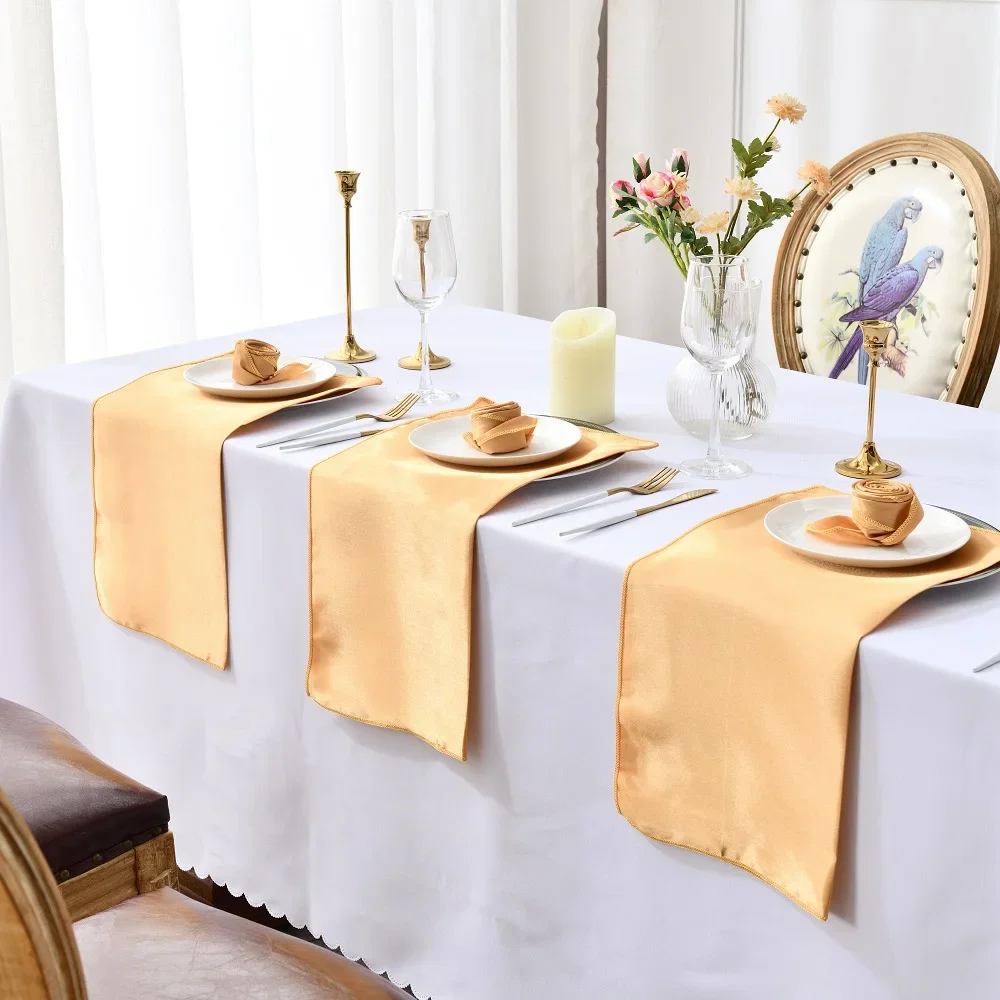 50Pcs Satin Handkerchief Soft Fabric Napkins 30x30cm Square Table Cloth Restaurant Cafe Weddings Party Home Dinner Decor Supply