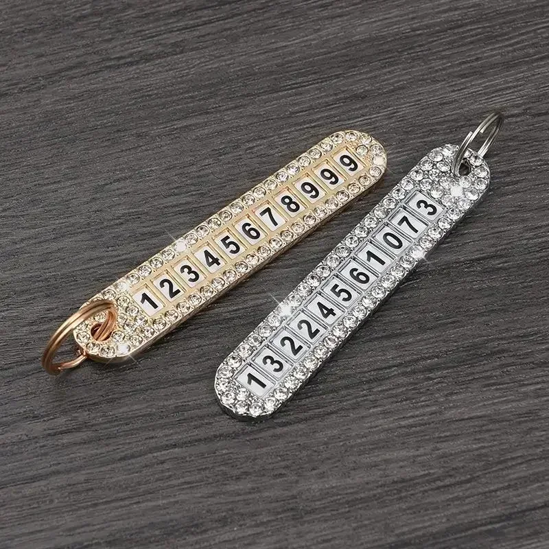 Leather Keychain Gold Silver Buckle Car Key Ring Chain Holder Phone Number Tag keyring metal keychain