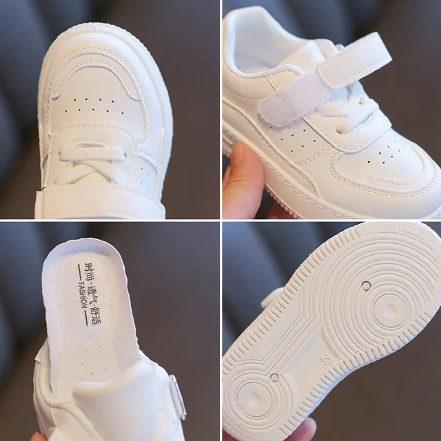 Kids White Leather Sneakers 6