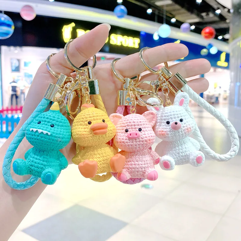 

Cartoon Cute Resin Animal Keychain Creative Fashion Bag Accessories Decor Charm Kawaii Couple Charm Car Keychain Small Gifts