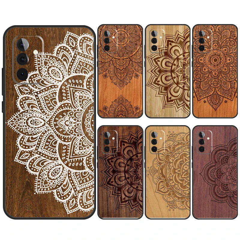 Elegant Mandala Floral Wood Phone Case Cover