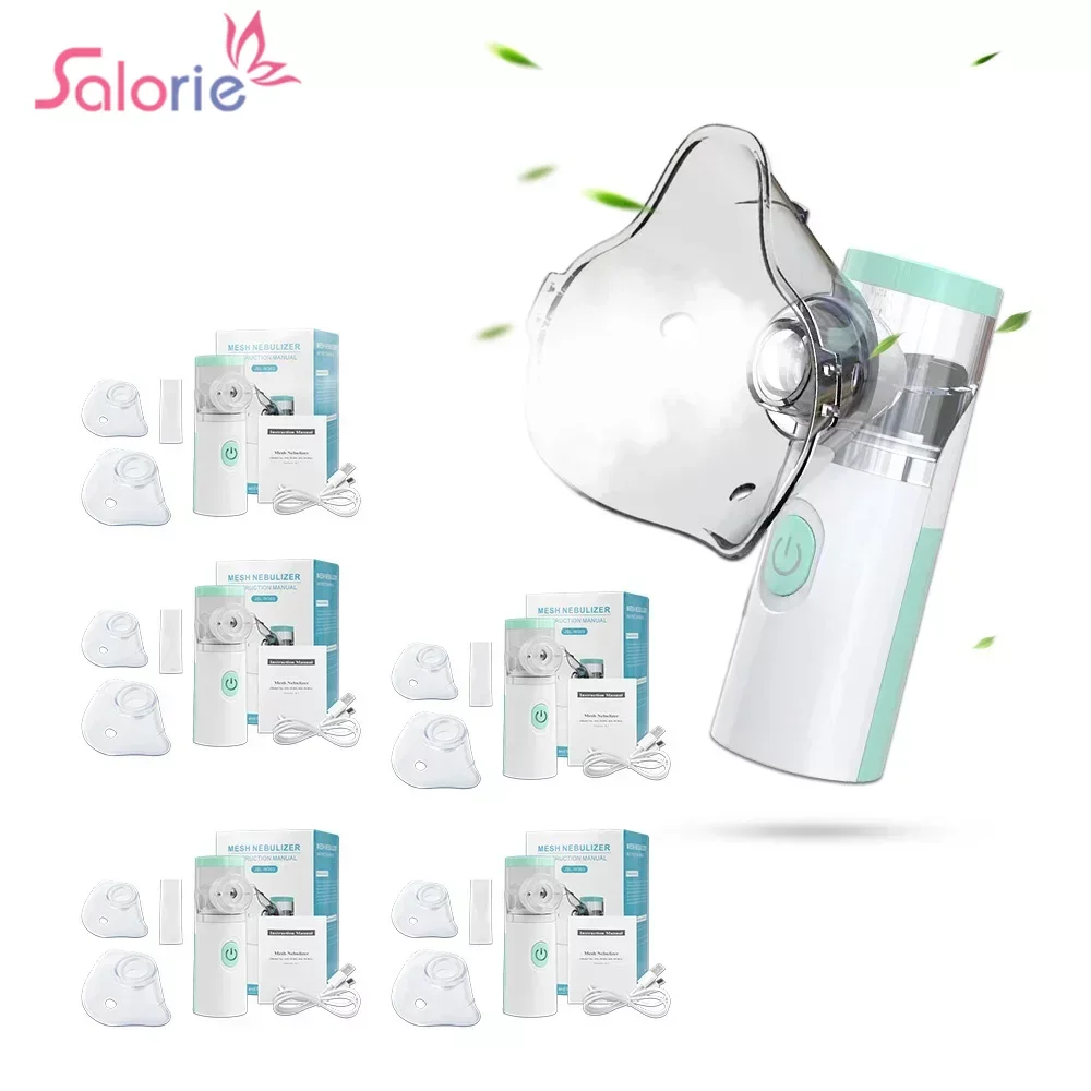 

5pcs Mini Nebulizer Mesh Silent Handheld Inhaler Ultrasonic Nebulizer Medical Grade Atomizer Baby Kids Adult for Cough Asthma