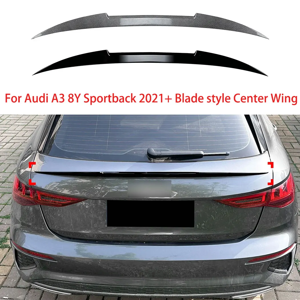 

For Audi A3 8Y Sportback 2021+ Blade style Car Tail Wing Roof Trunk Spoiler Splitter Auto ABS Body Kit Exterior Modification