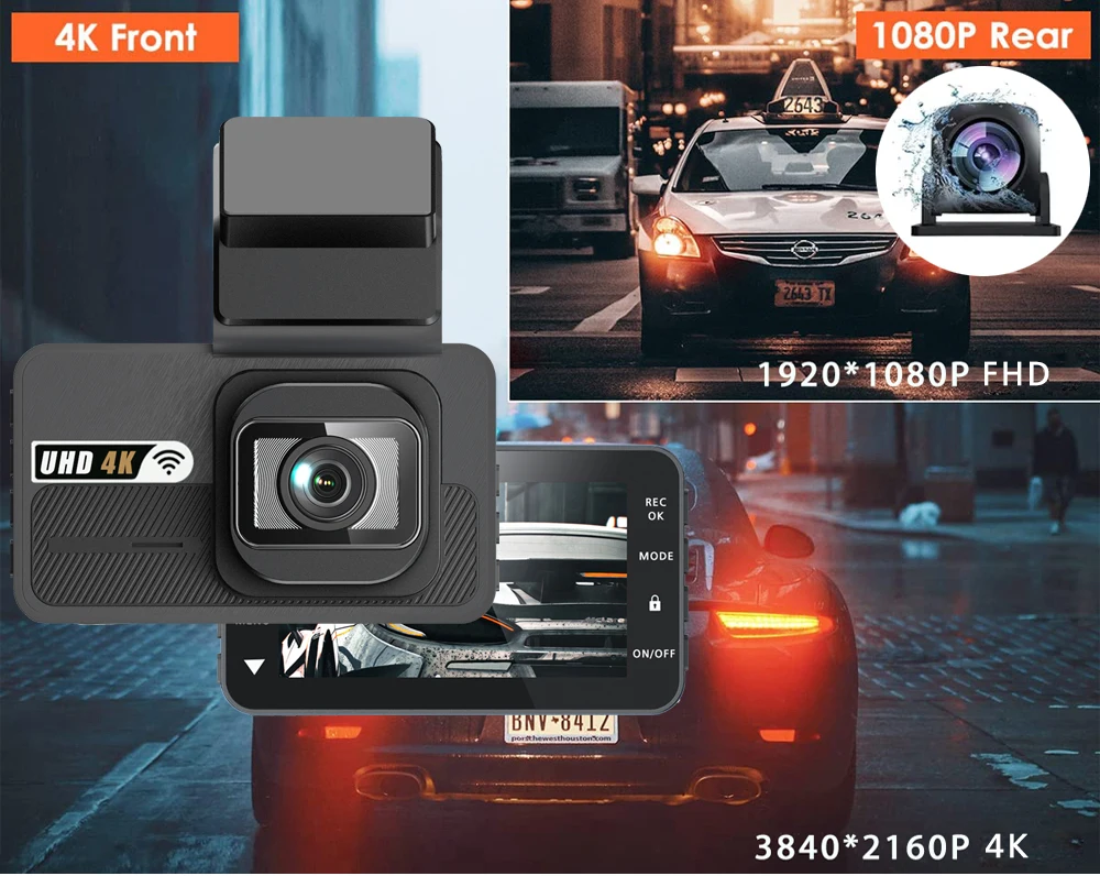 Description Picture 4 of item4K 2160P ADAS Dash Cam WIFI GPS Car DVR Camera Dual Lens Dashcam Video Drive Recorder Registrar Black Box AI Driver Assistance