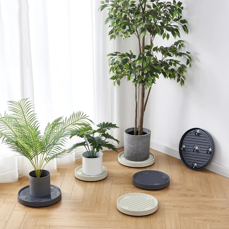 New Thickened Plastic Planter Tray Round Tree Flower Planter Stand Removable Flower Pot Tray Planter Moving Trays with Wheels