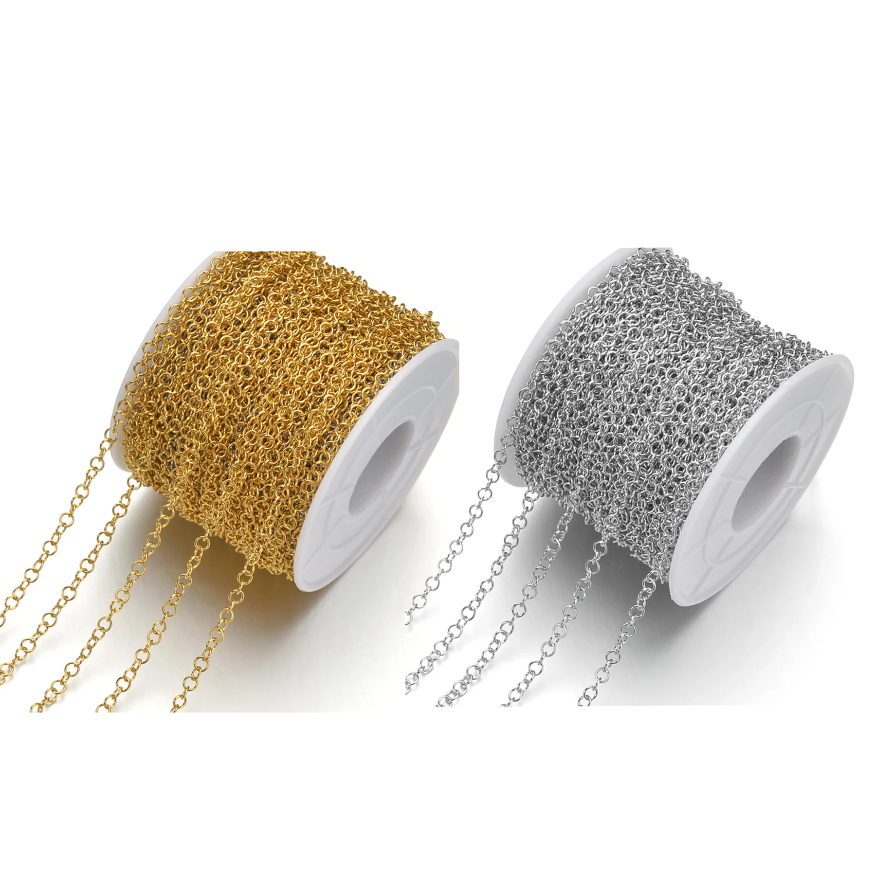 

1M Stainless Steel Gold Width 3/4/5mm Hollow Round DIY Chain Necklace Jewelry Making Handmade Wholesale
