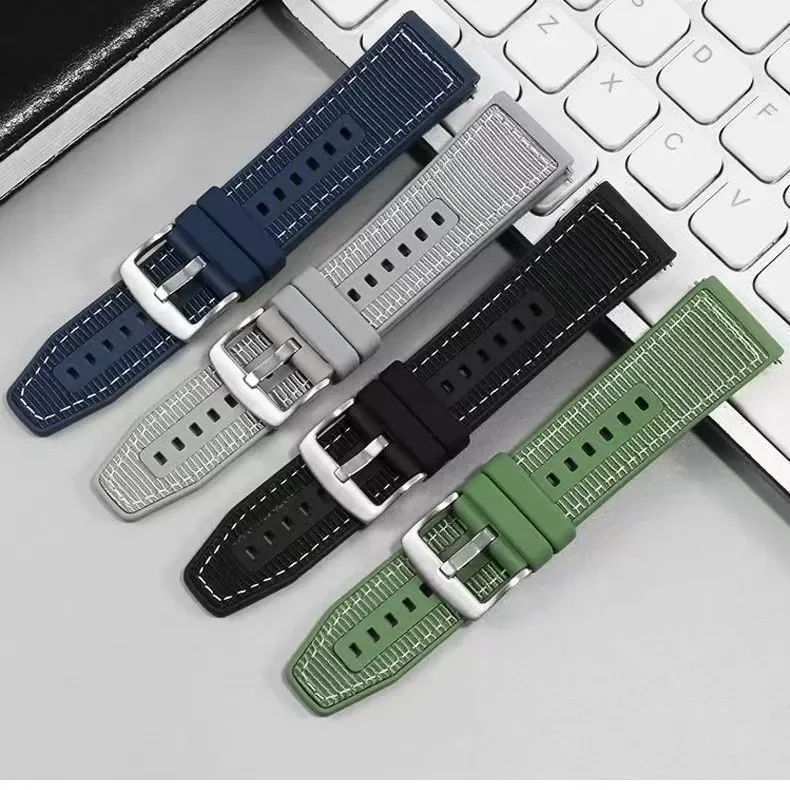 22mm Composite Silicone Sport Watchband - Premium Nylon Bracelet Strap
