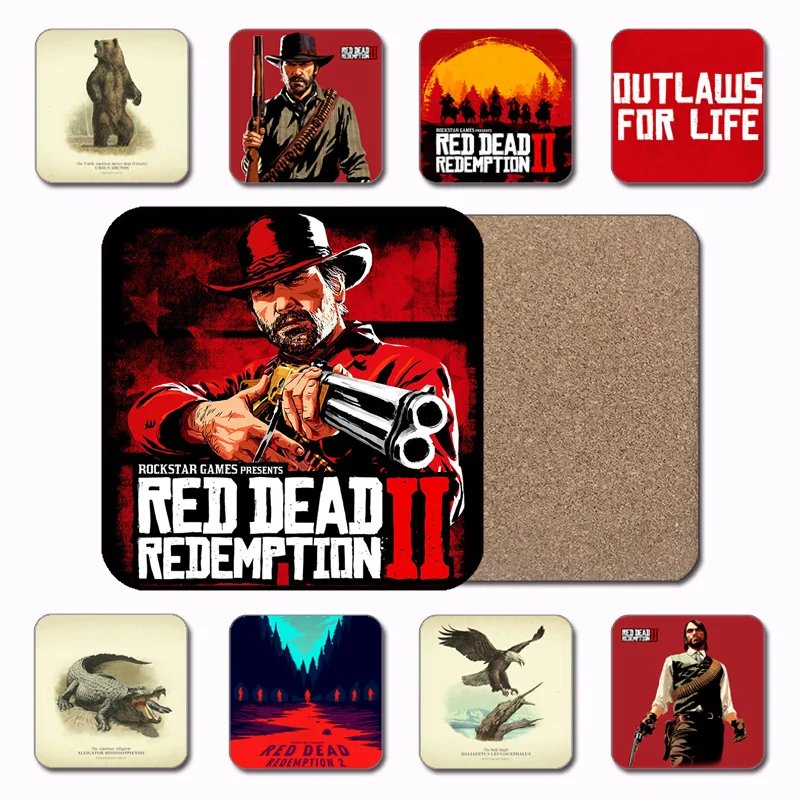 RDR2 MDF 코스터 레드 데드 Marston 네덜란드 게임 포스터 인쇄 홈 룸 장식 컵 매트 파티 DIY 장식 파티 호의 선물