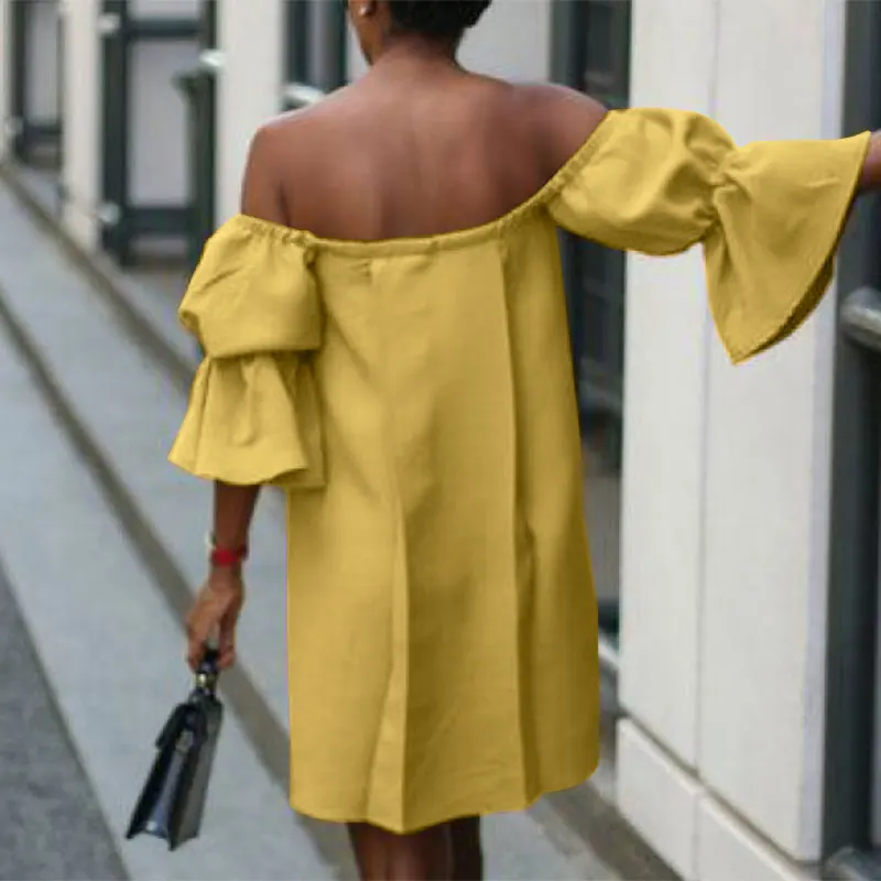 Sexy Short Puff Sleeve Off Shoulder Sundress – Miggon