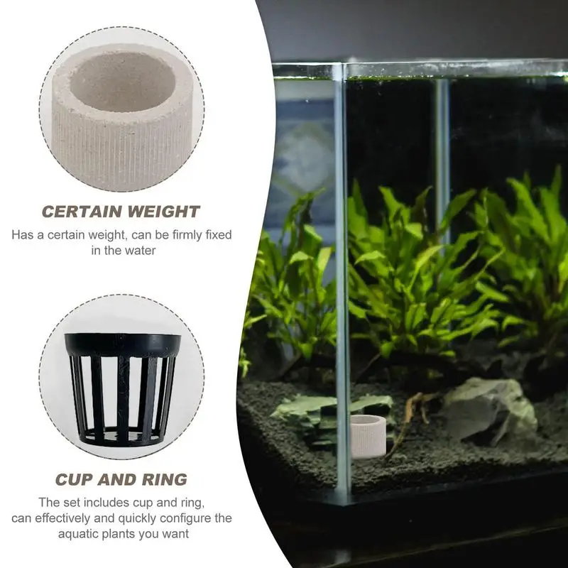 Aquarium Plant Weights 10/20 Sets Aquatic Plants Fixed Rings Anti-Floating Ceramic Plant Weights Fish Tank Landscape Accessories
