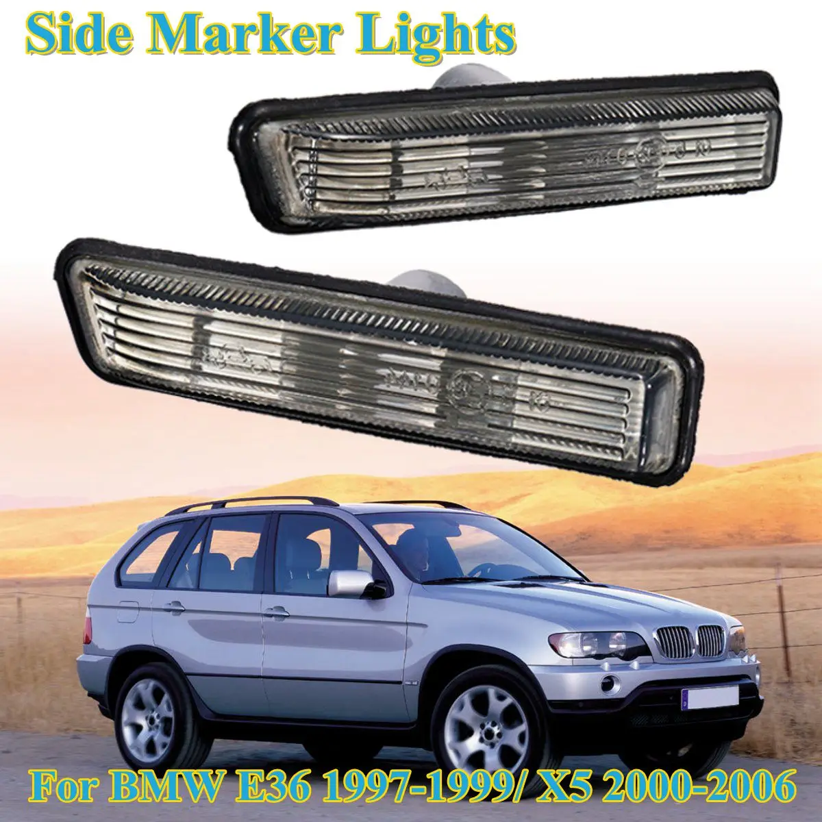 DEPO Smoke Tint Side Marker Lights For BMW E36 92-96 325i 318is 320i | Pair Black Trim