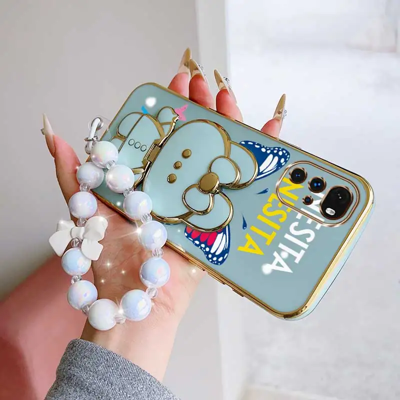 Dancing Butterfly Phone Accessory Set - Case, Lanyard & Rabbit Stand