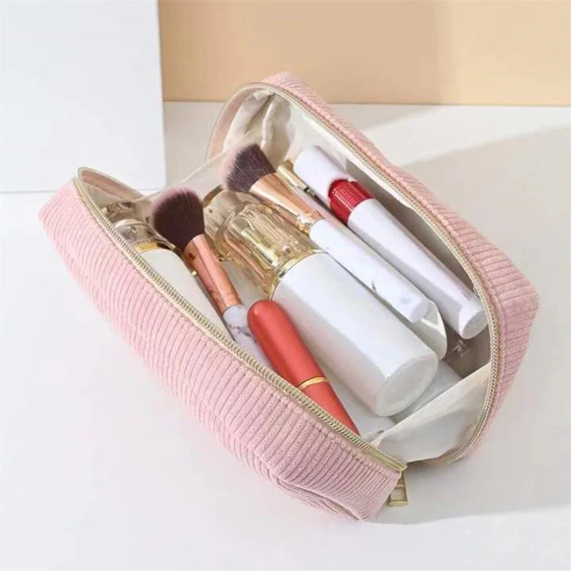 Corduroy Travel Cosmetic Bag Portable Makeup Storage Bag Purses Women Zipper Make Up Organizer Storage Clutch Beauty Case Pouch 3