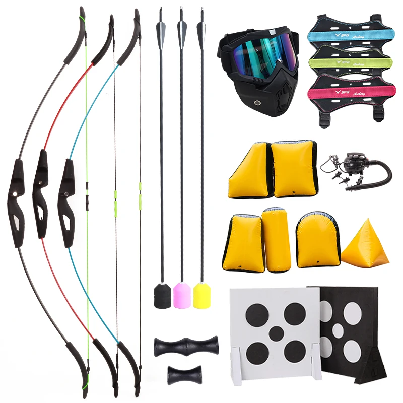 

12 Human Combat Kids Archery Tag Set Outdoor Shooting Range Bow and Arrow Equipment Shooting Games Right Left Hand Recurve Bow