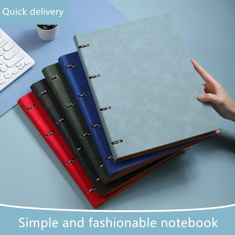 A4 Refillable PU Leather Notebook, 120g Thick Paper Ring Binder Journal for Business & College, Vegan & Multi-Color