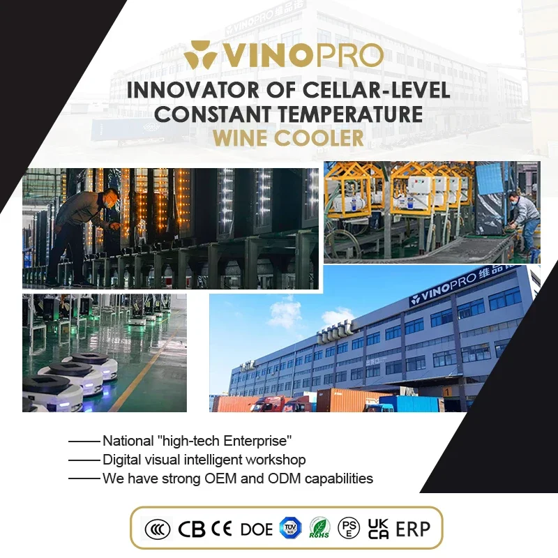 Vinopro 88L 32 Bottles Dual Zone Compressor Wine Cooler Black Door Control On-Door Wine Cellar Fridge