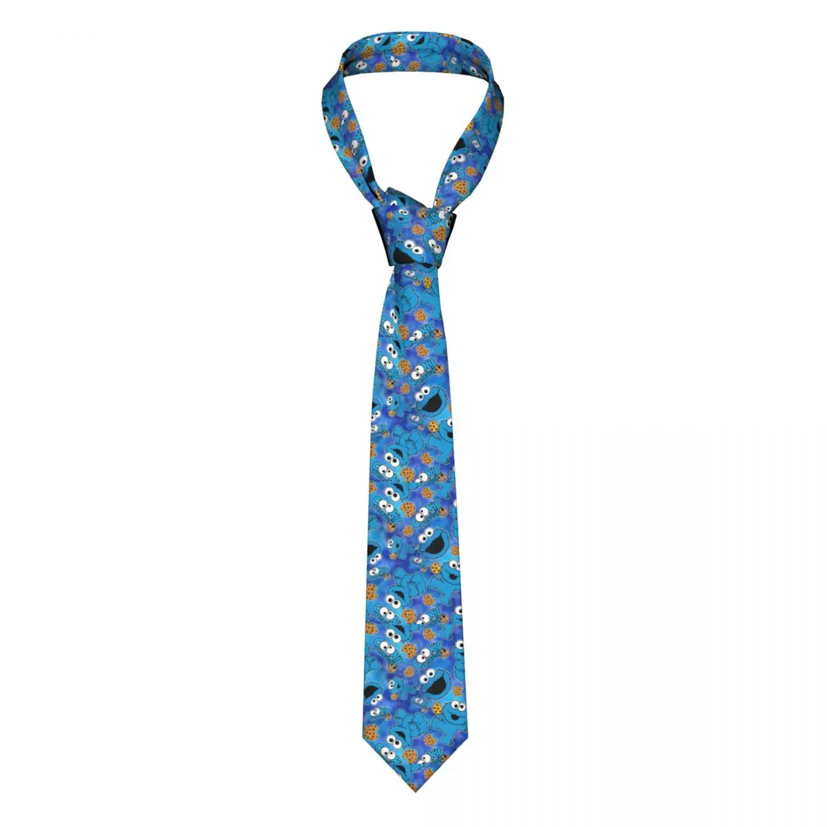 

Classic Funny Happy Sesame Street Neck Ties Men Custom Silk Cookie Monster Neckties for Party Cravat