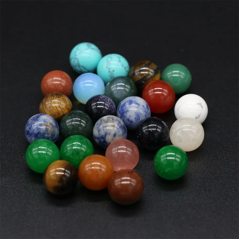 

10PCS Natural Stone Amethyst Green Aventurine Blue Turquoise Unakite Round Non-porous Beads Home Decoration Accessories Gift