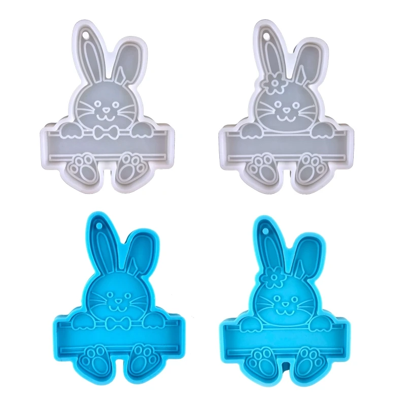 Diy Easter Bunny for Key Pendant Decorative Silicone Mold Easter Day Series Resin Casting Mold for Home Decoratio