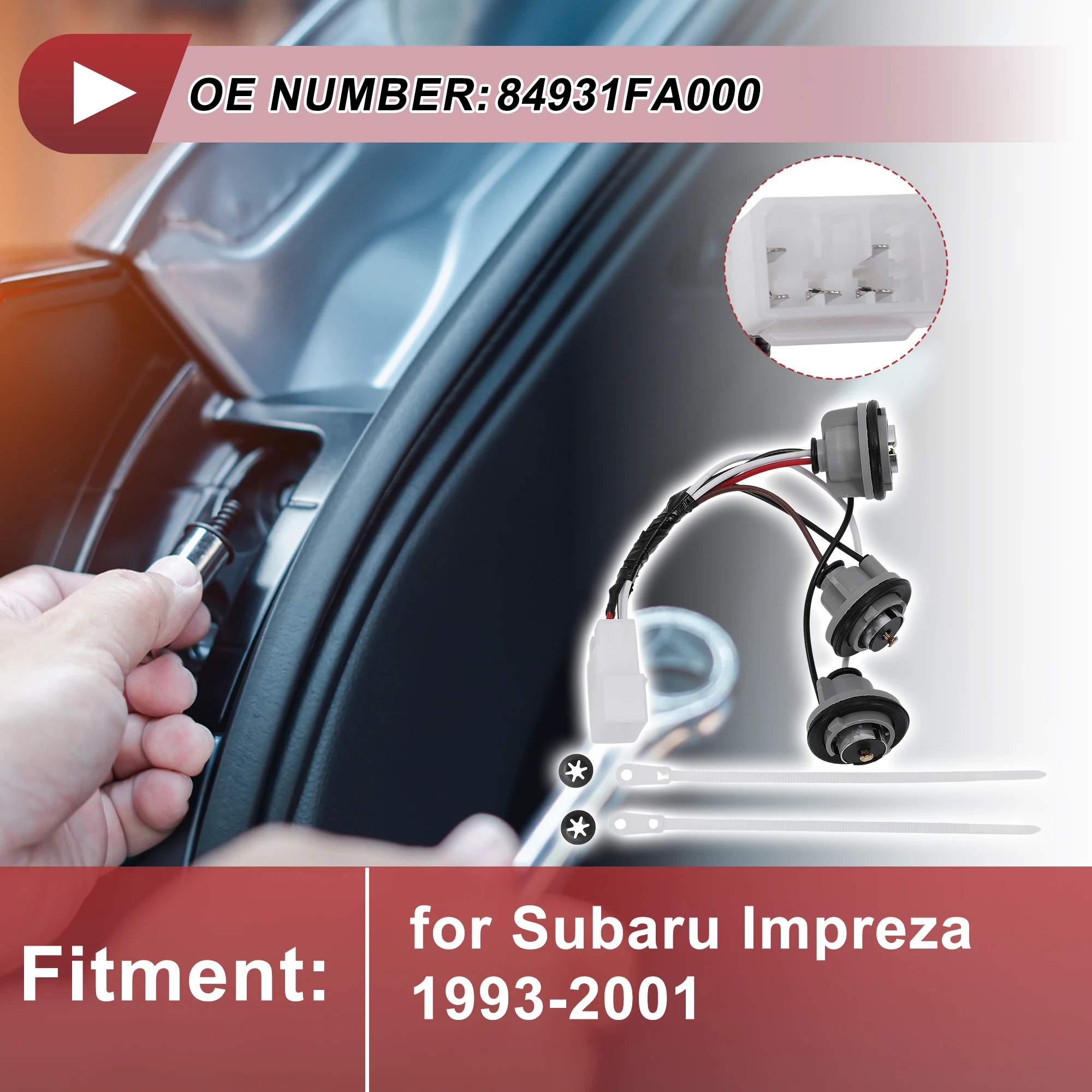 Subaru Impreza 1993-2001 No.84931FA000 전구 피그테일용 UXCELL 테일 라이트 소켓 배선
