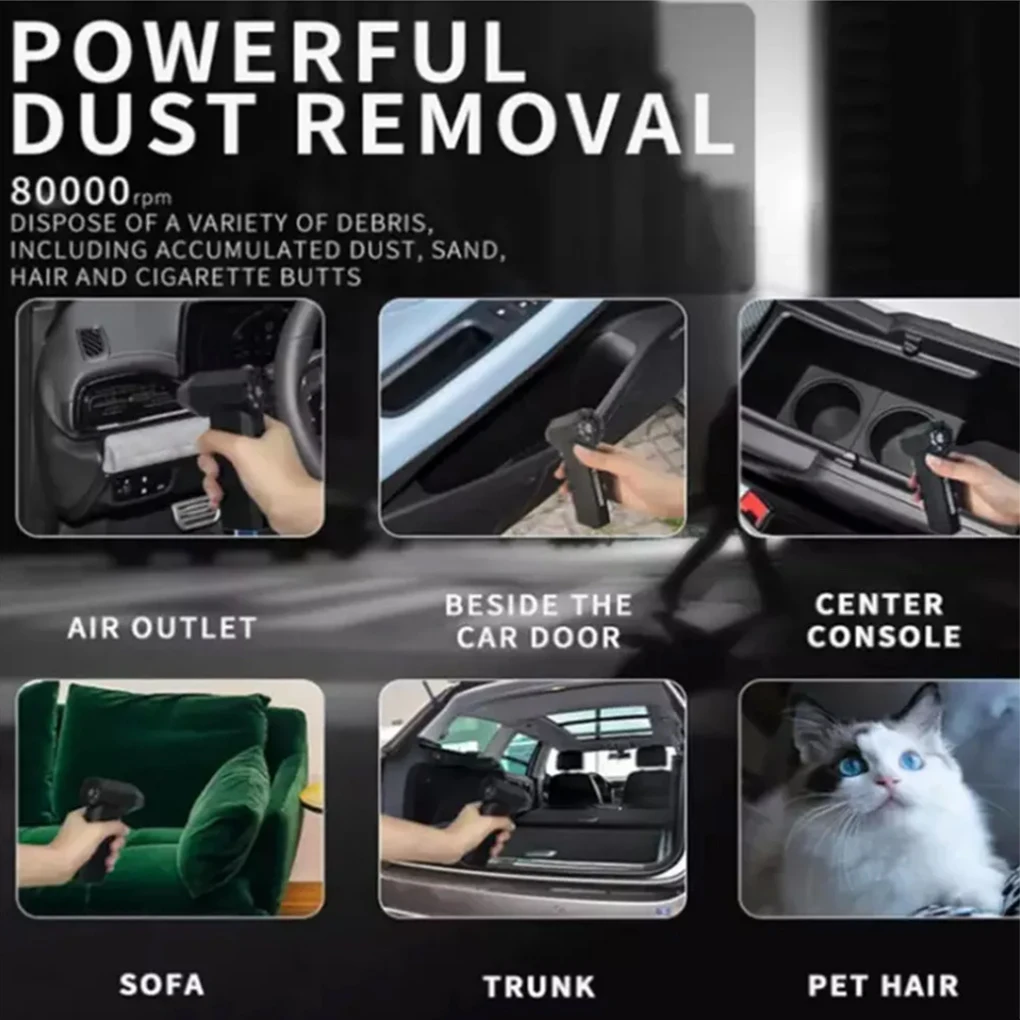 Portable Electric Air Duster 130000RPM Mini Turbo Jet Fan Adjustable Wind Speed Turbo Violent Blower Rechargeable with Light