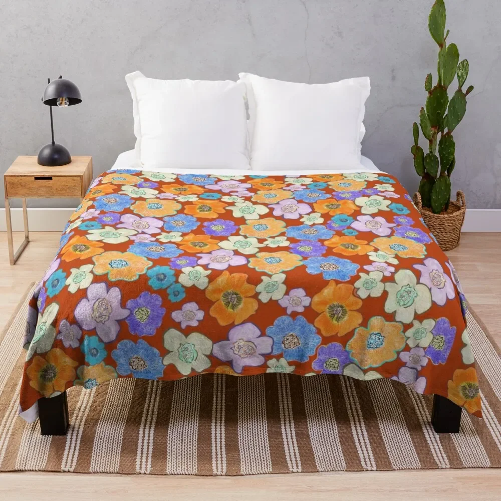 

Florals with Orange background Throw Blanket funny gift Fashion Sofas Softest Baby Blankets
