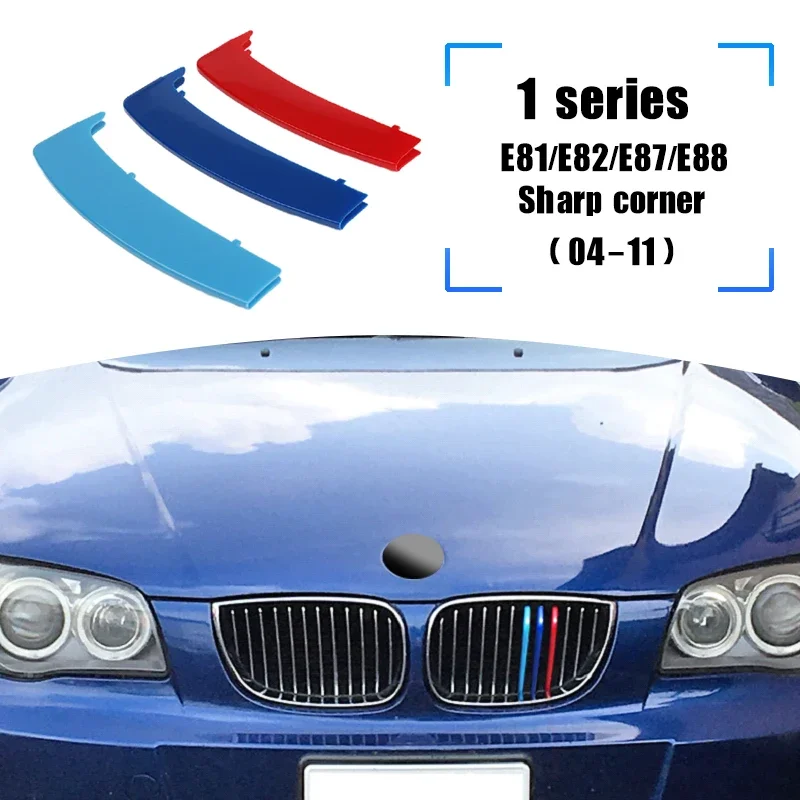 3PCS ABS Tri-farbe Auto Racing Grills Trim Streifen Für BMW 1 Serie E81 E82 E87 E88 f20 F40 M-Power Styling Außen Zubehör – Detail 6