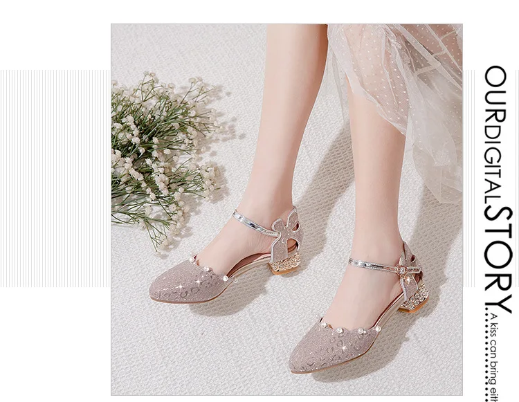 Chaussure Princesse Enfant Chaussures De Princesse Pour Enfants Avec Talon - Chaussures De Danse En Cristal - Chaussures Pour Fille Mary Jane - Chaussures Basses - Escarpins U00e0 Paillettes - Strass