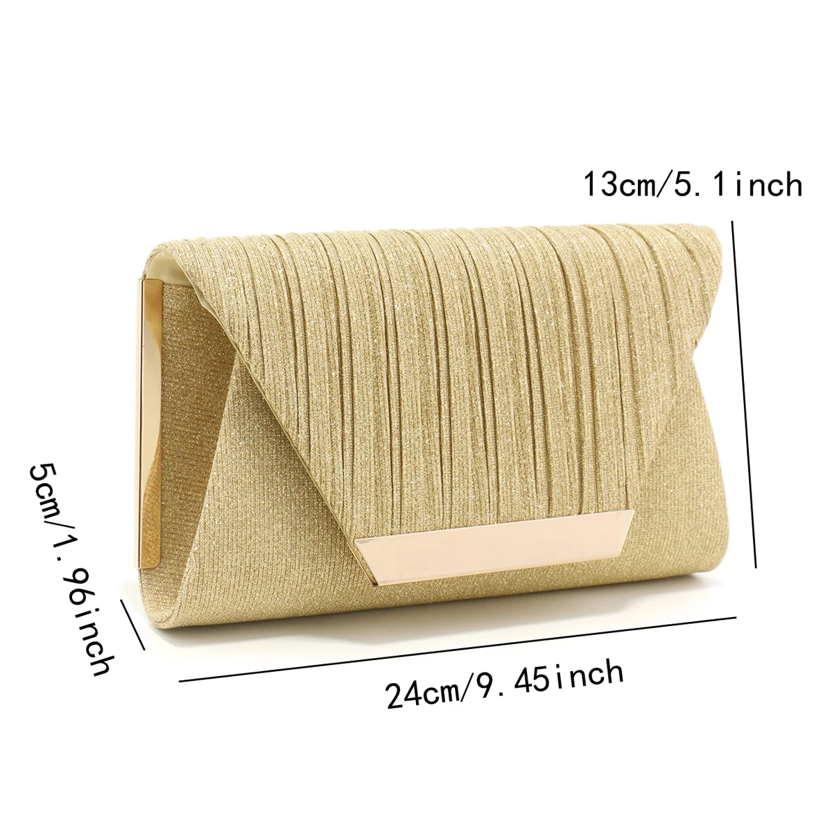 Green Glitter Metal Shoulder Evening Clutch Handbag for Women