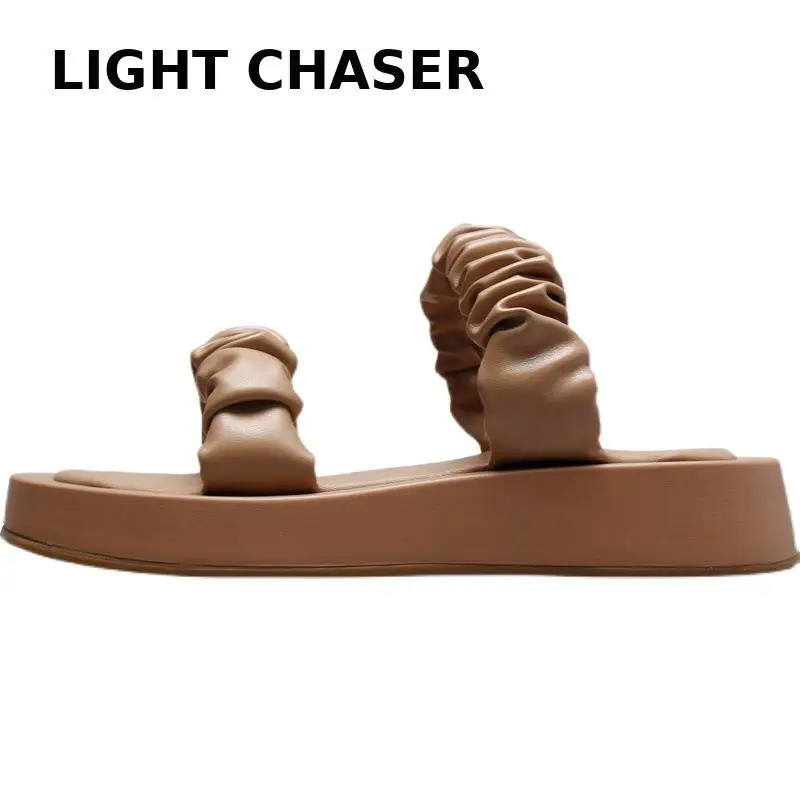 Summer Outer Wear Thick-soled Women's Slippers Flat-bottomed Simple Half-drag Muller Shoes Sandals And Slippers Women's New