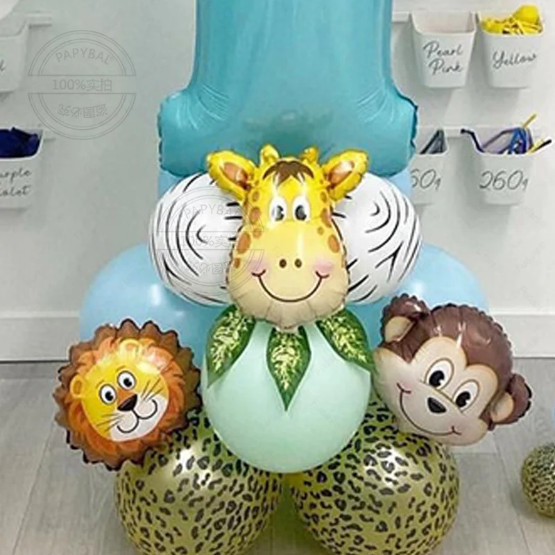 동물 풍선 파란색 숫자 풍선, 정글 동물 테마, 생일 파티 장식, 어린이 생일 베이비 샤워 파티 장식, 41 개