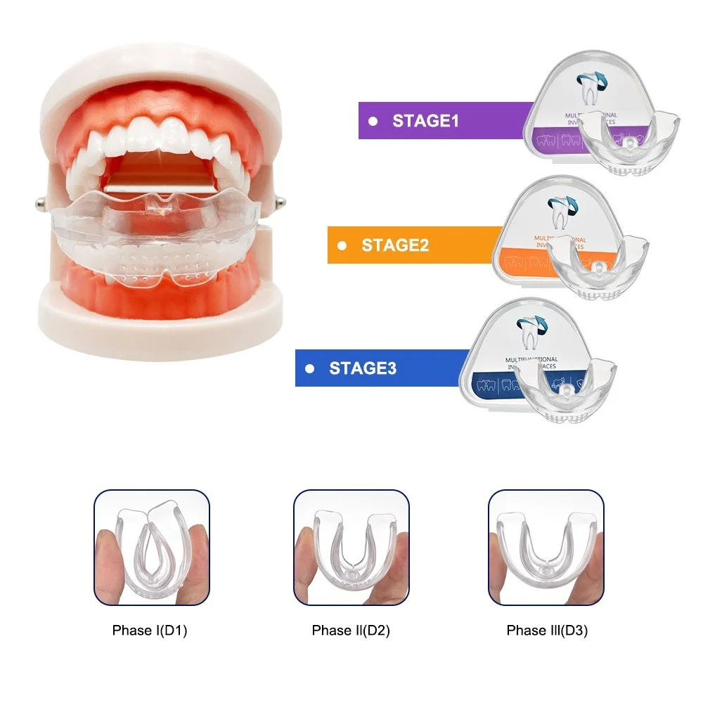 

Sdotter Three Stages Teeth Retainer Tooth Invisible Straightenin Orthodontic Set Silicone Dental Appliance Mouth Guard Braces To