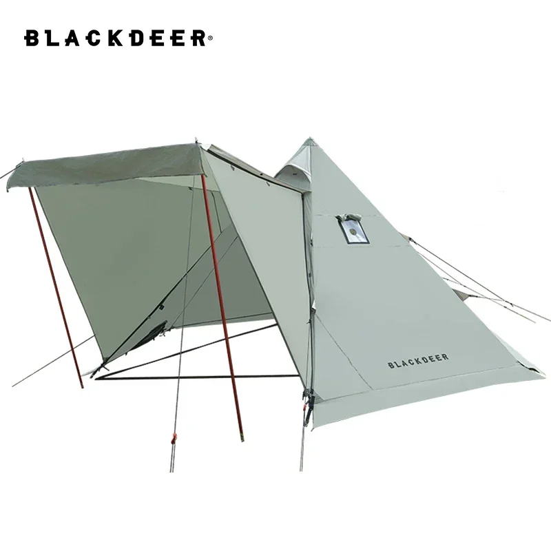

BLACK-DEER New Pyramid Tent With Snow Skirt Waterproof Camping Teepee With A Chimney Hole For Cooking Travel Tent PU3000