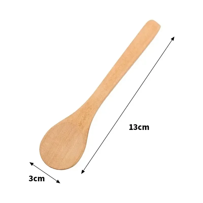 Wooden Spoon Long Handle 1/30PCS Soup Wood Spoons Coffee Milk Honey Teaspoon Spice Condiment Scoops Home Kitchen Stirring Tools