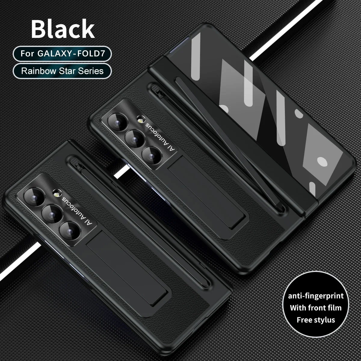 Premium Electroplated Matte Leather Hinge Case with Pen Slot and Touch Pen Holder