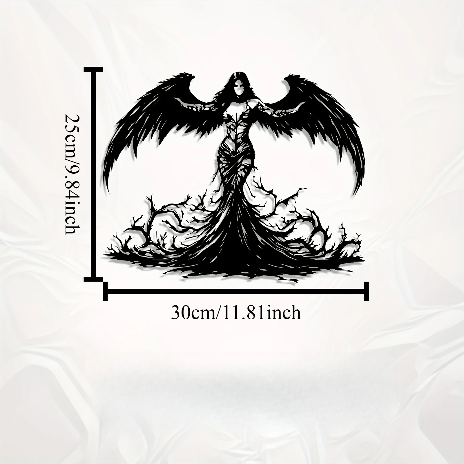 Gothic Angel Metal Wall Art - Weatherproof Indoor/Outdoor Halloween Decoration Gift