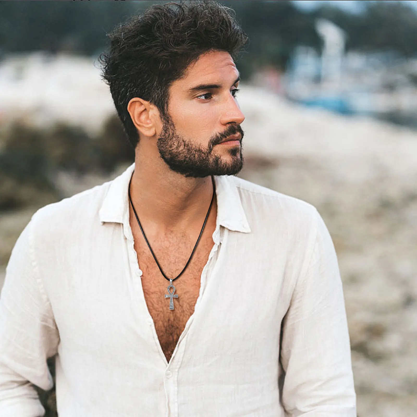 Eternal Life Ankh Cross Silver Necklace - Image 3