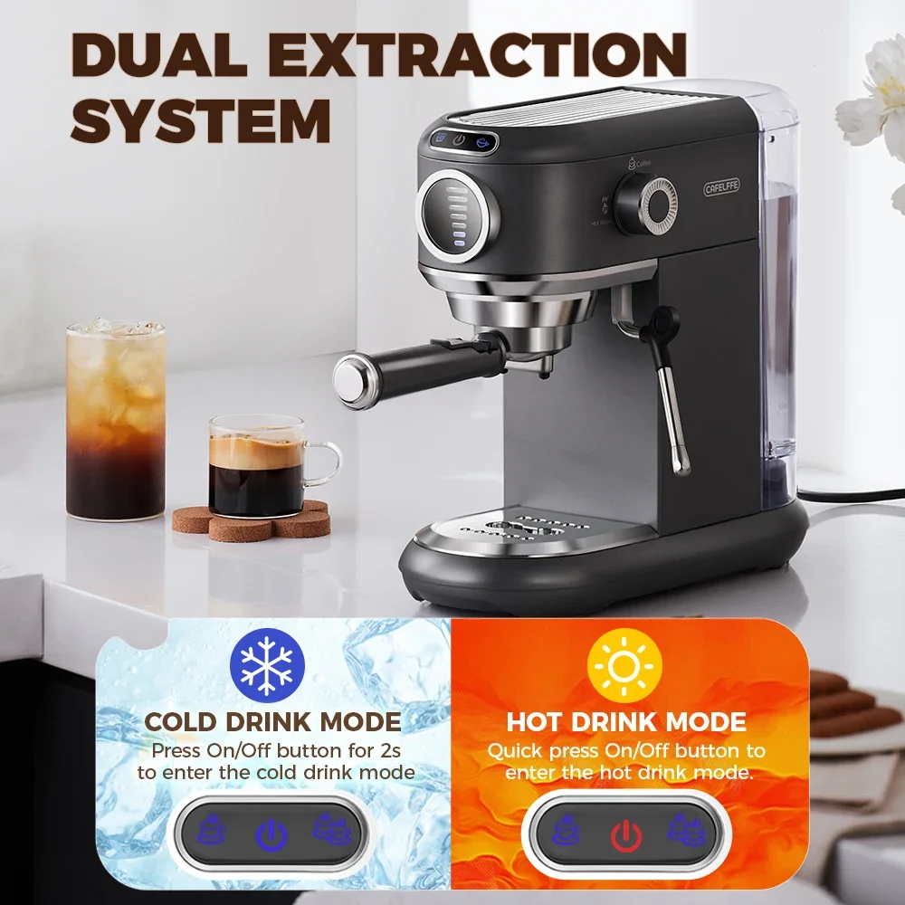 CAFELFFE 1.1L Portable Stainless Steel Coffee Maker 19 Bar Espresso Machine for Hotel Use 19 Bar Capsule Espresso Machine Coffee