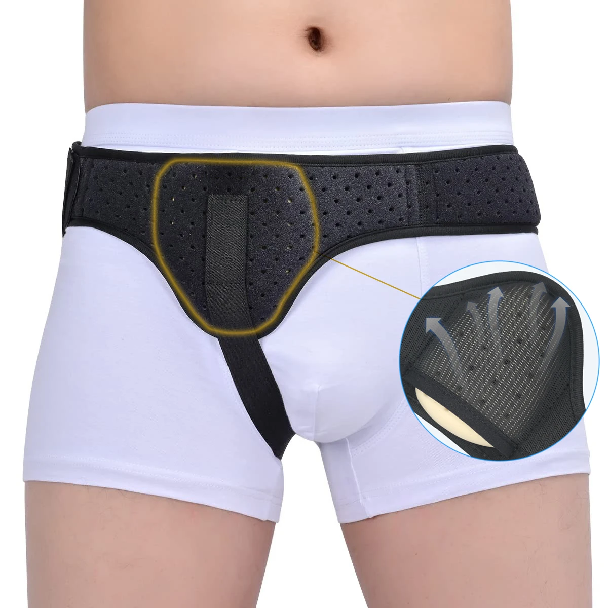 Hernia Belt Truss for Men & Women Side Support Groin Pain with Removable Compression Pads for Pre or Post-Surgical groin protector