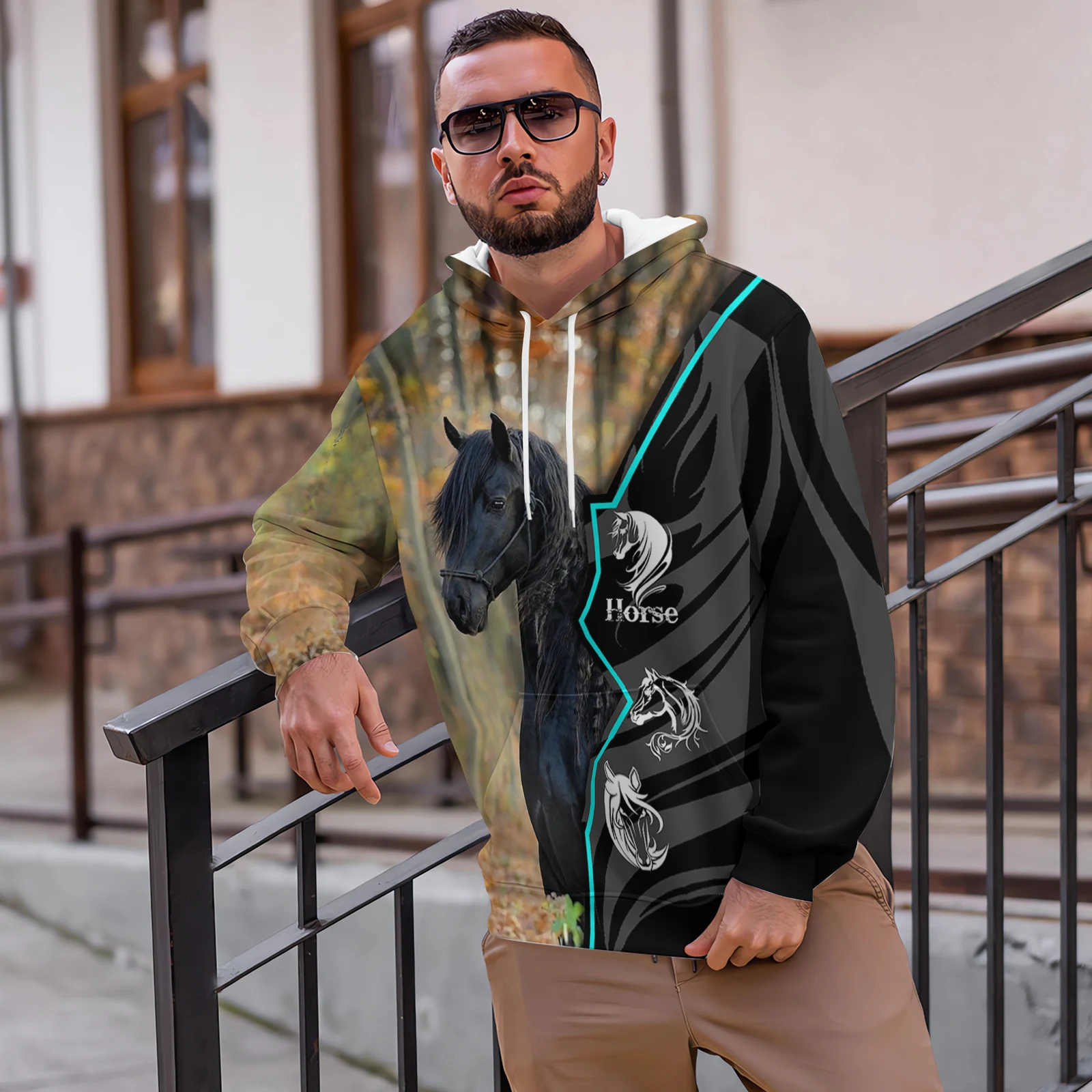 

Толстовка унисекс CLOOCL для мужчин и женщин, свитшот с 3D-принтом в виде любящих лошадей, животных, пуловер с капюшоном, осень