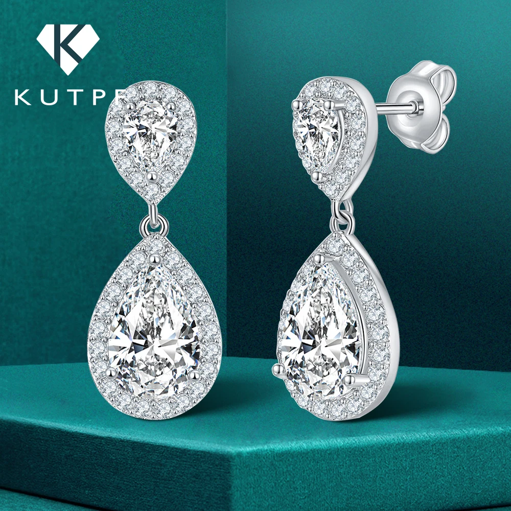 

Luxury Waterdrop Full Moissanite Drop Earring with Gra D Color Pear Cut Diamond 925 Silver Plated 18k Gold Earrings for Women