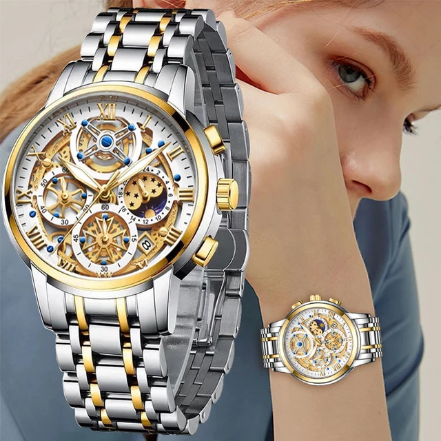 LIGE 2023 Gold Women's Bracelet Watch