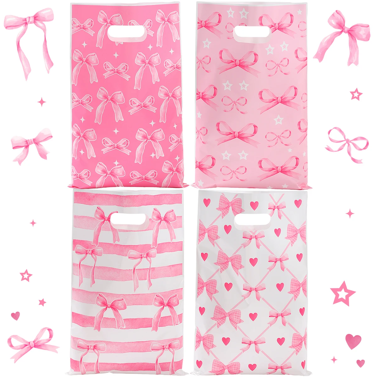 Rosa Schleife Geschenktüten Happy 1st Birthday Party Dekor Kinder Mädchen Gefälligkeiten Süßigkeiten Keks Verpackungsbeutel Hochzeit Babyparty Zubehör – Detail 7