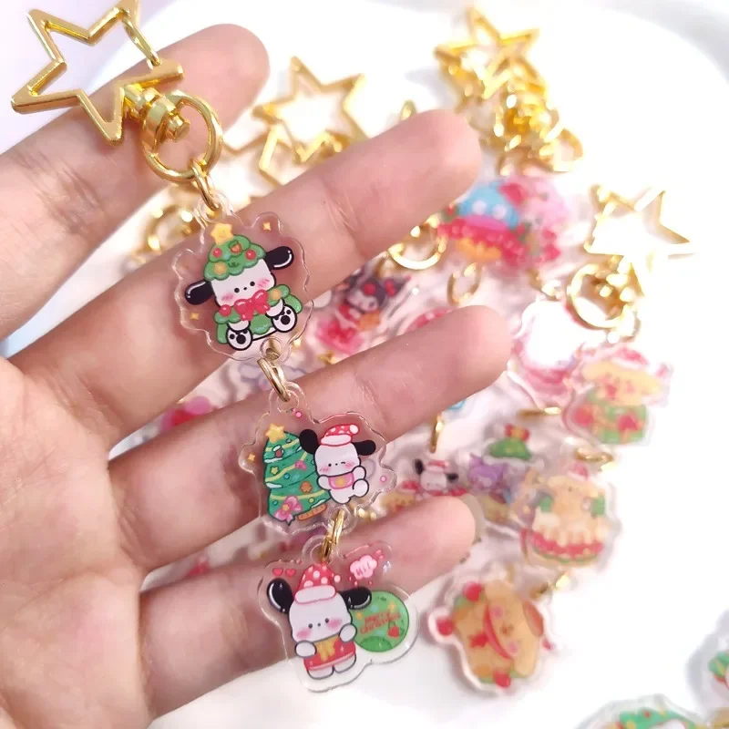

Sanrio Kawaii Anime 2pcsHello Kitty My Melody Christmas Toys Key Chain Cartoon Pompompurin Cinnamoroll Small Pendant Girls Gifts