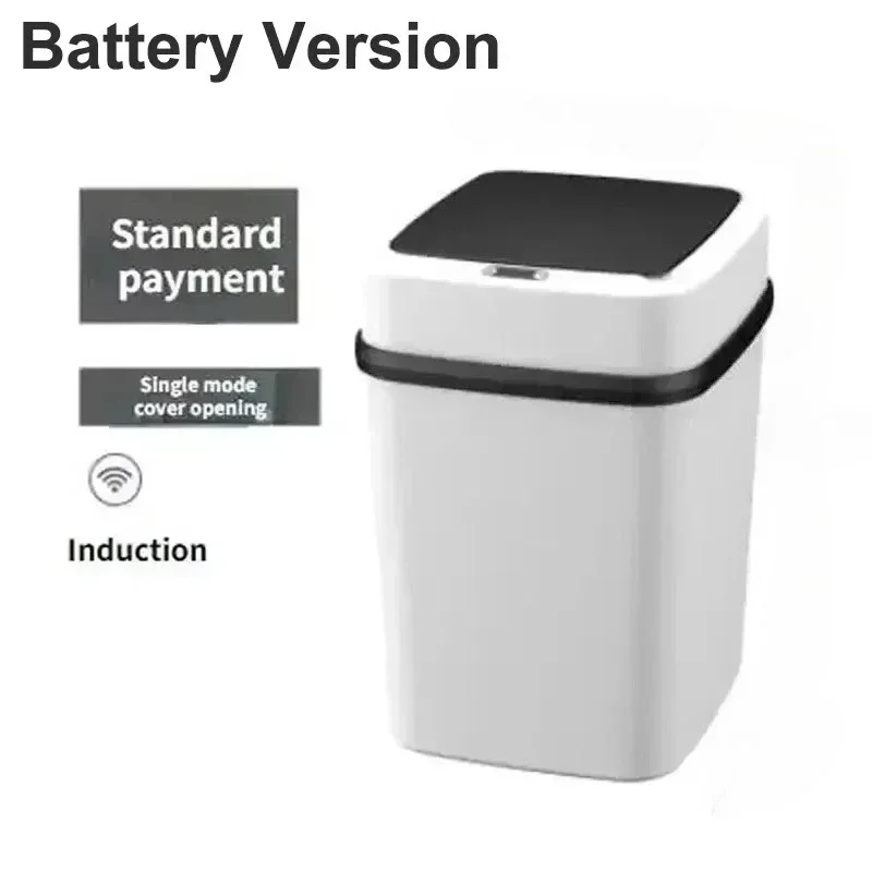 פח זבל חכם עם מכסה חיישן אוטומטי למטבח ולחדר האמבטיה, עמיד למים, פח זבל חכם לבית